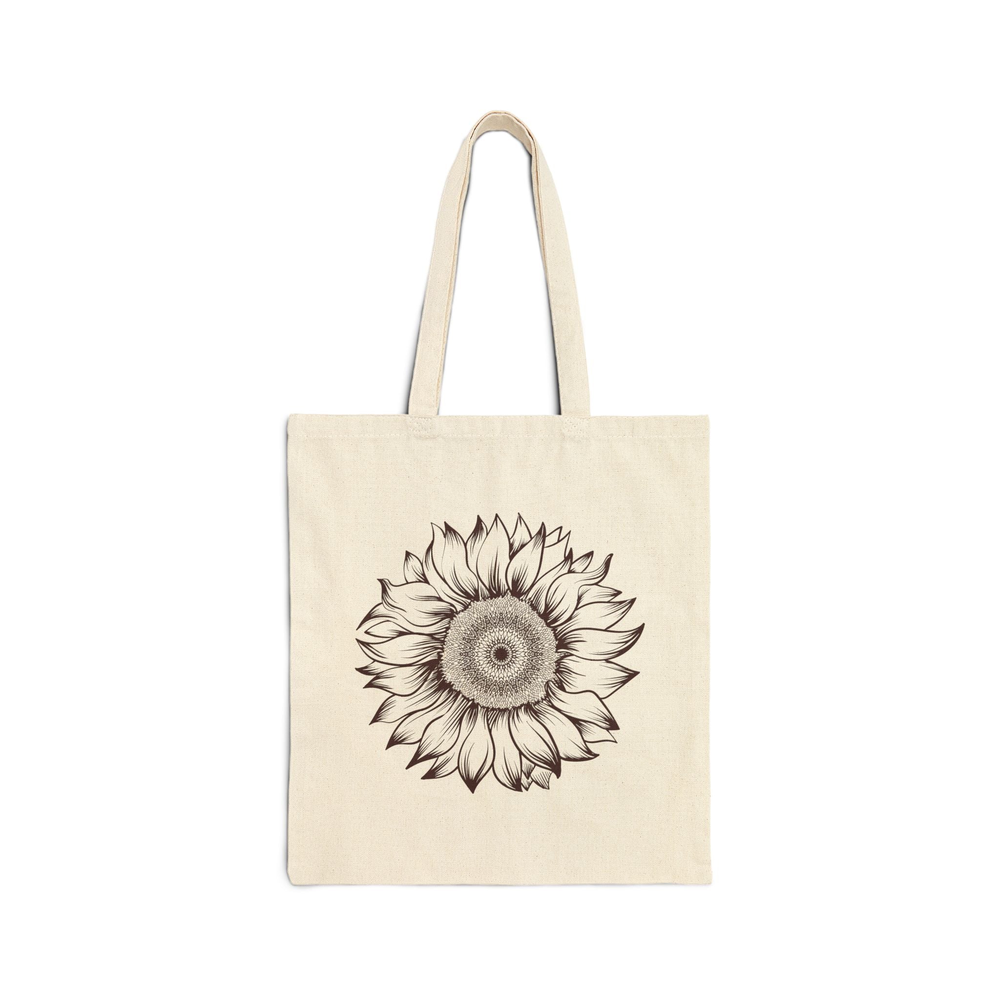 Sunflower Line Art Tote Bag — Botanical Canvas Grocery Tote