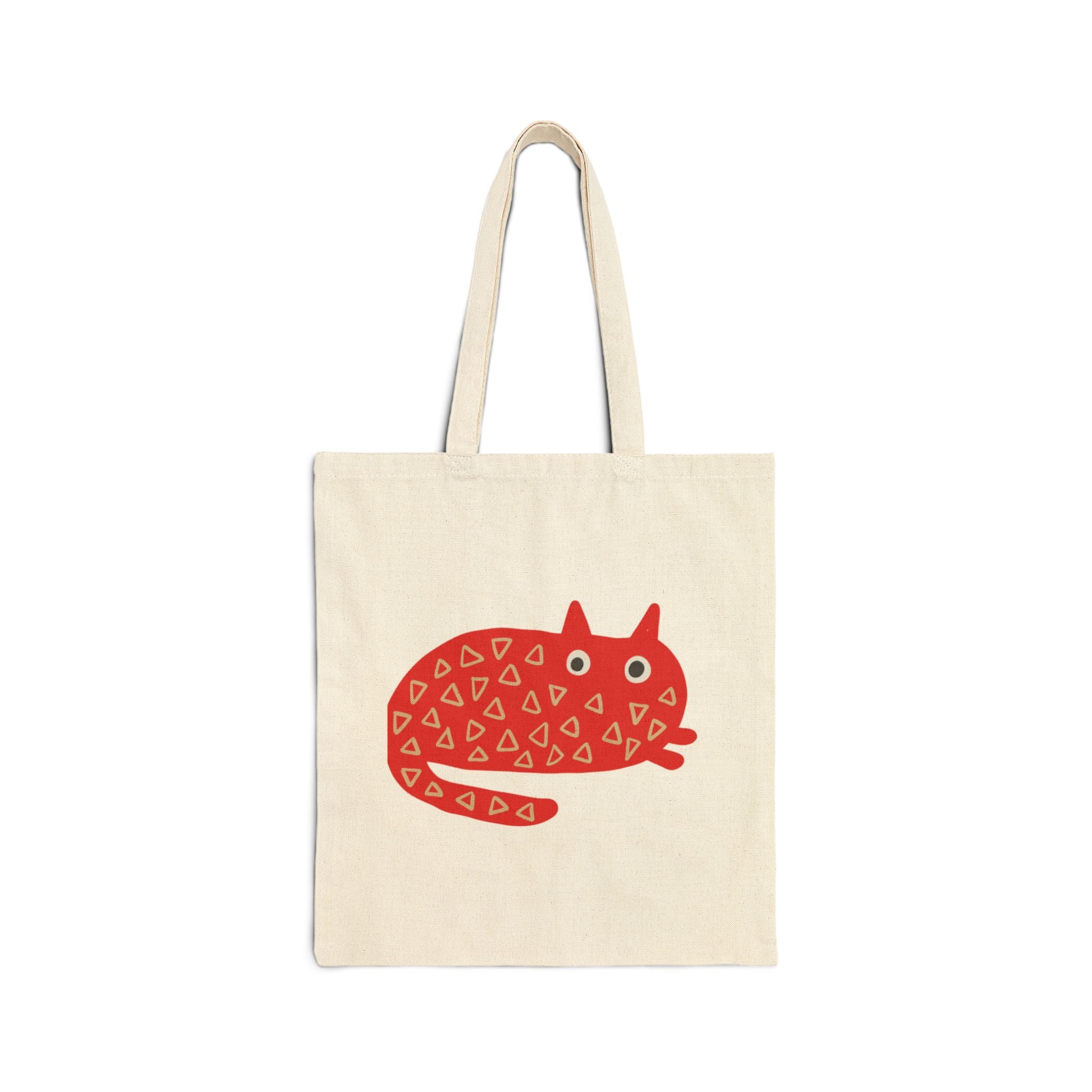 Red Pattern Cat Canvas Tote Bag