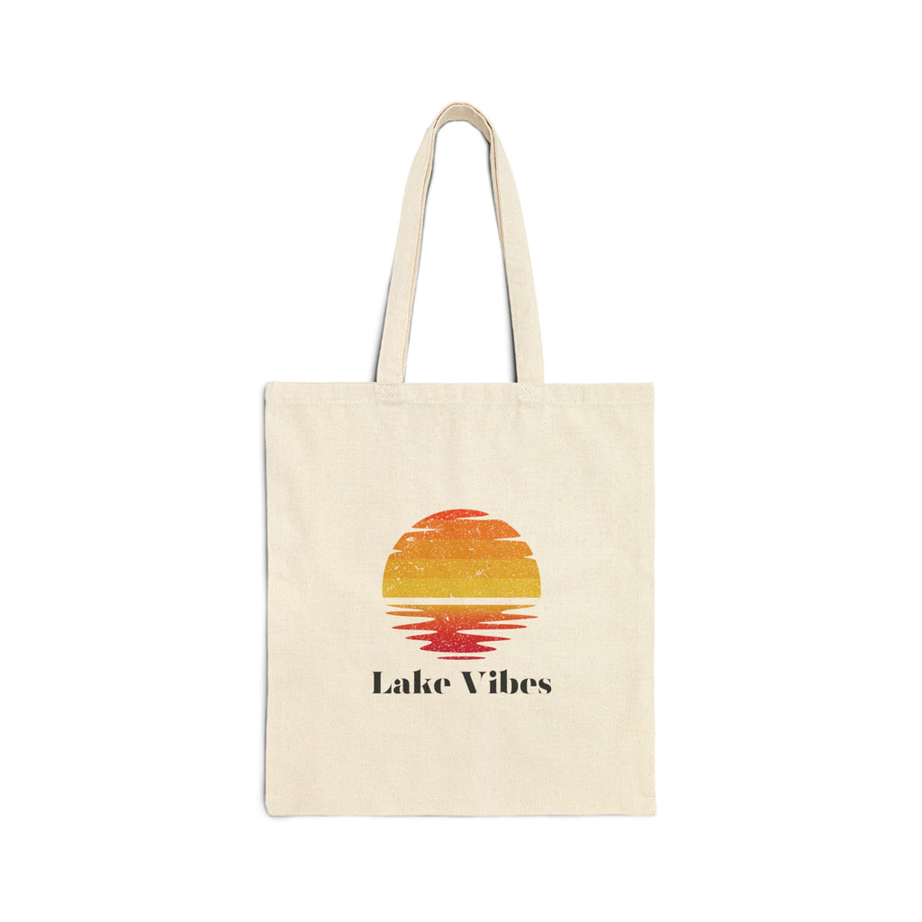 Lake Vibes Sunset Cotton Canvas Tote Bag