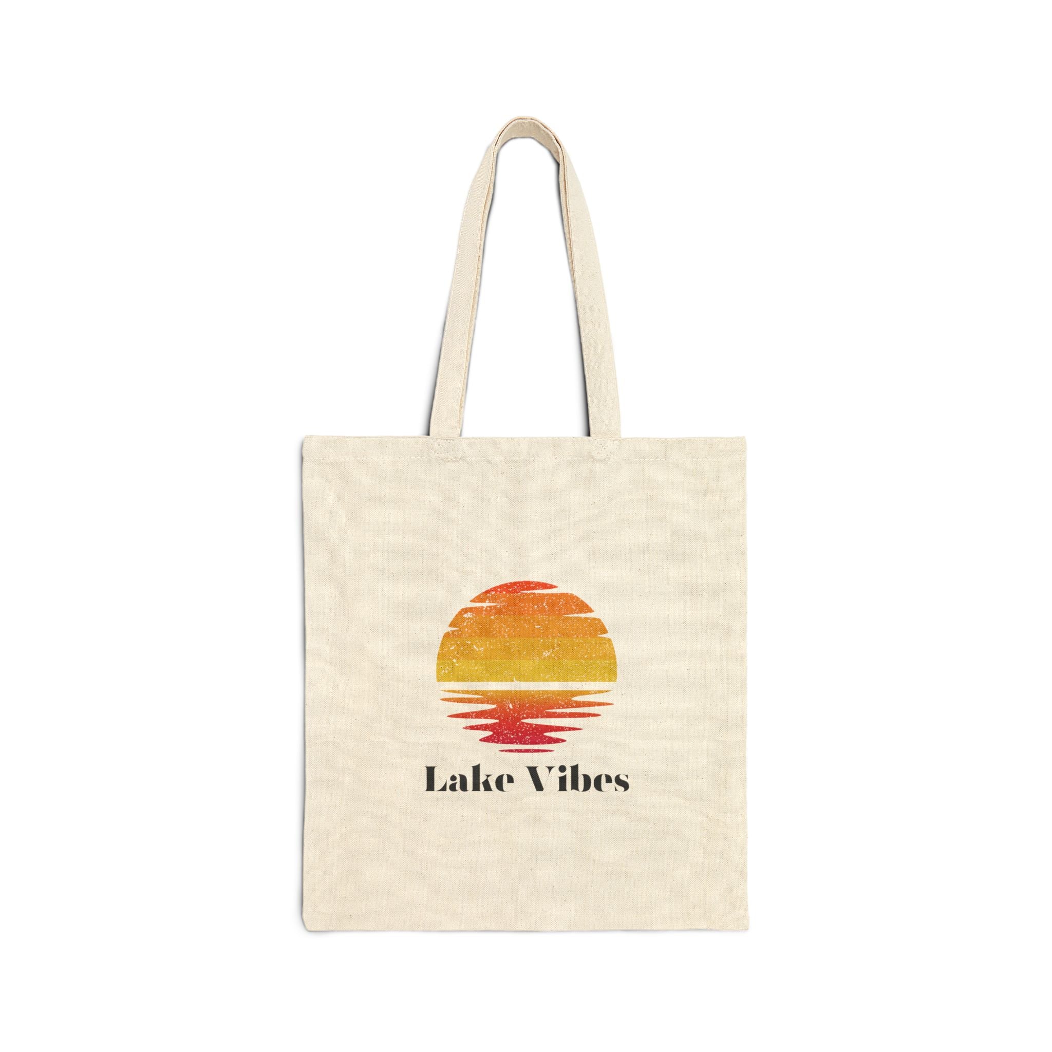 Lake Vibes Sunset Cotton Canvas Tote Bag