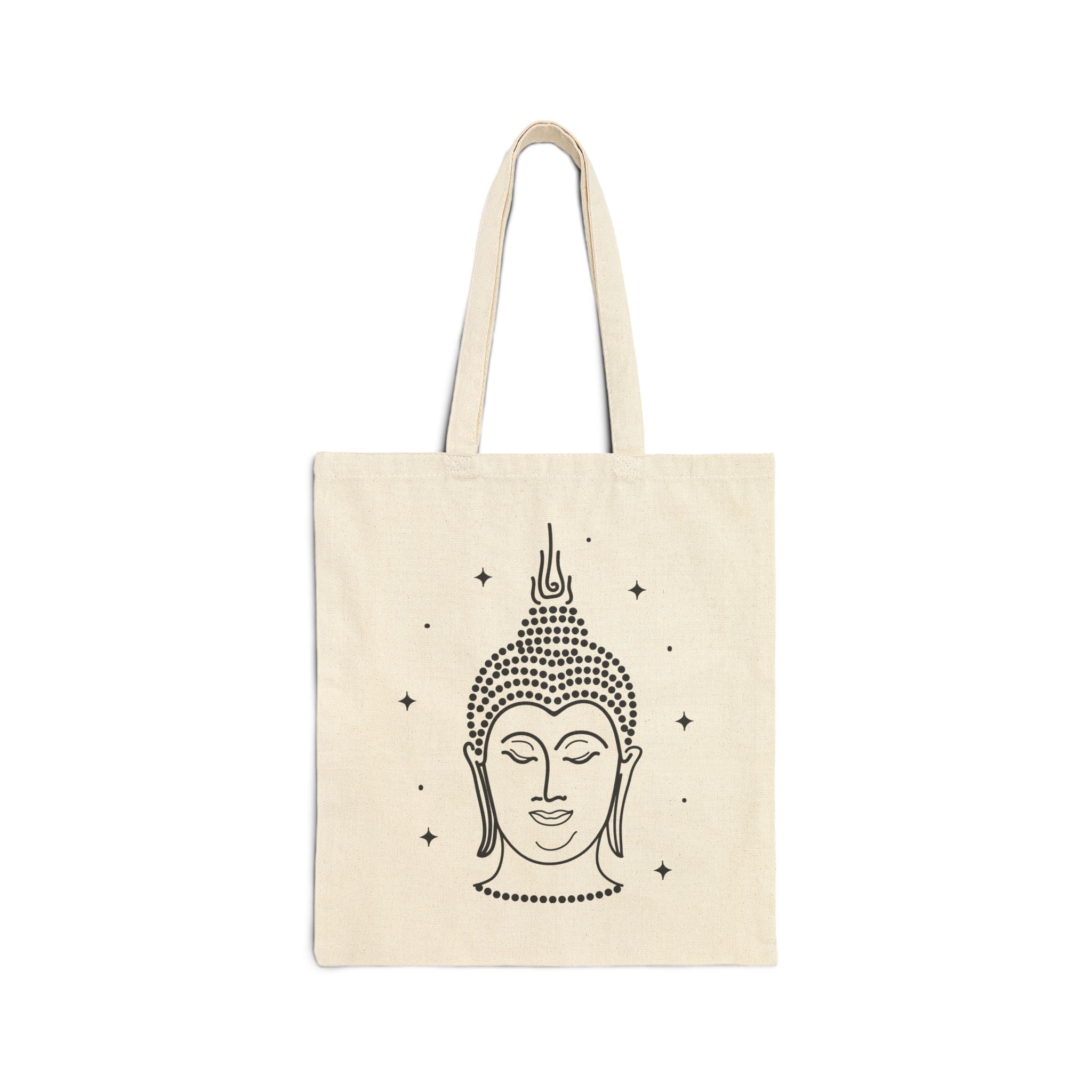 Buddha Face Canvas Tote Bag — Mindful Yoga & Meditation Market Tote