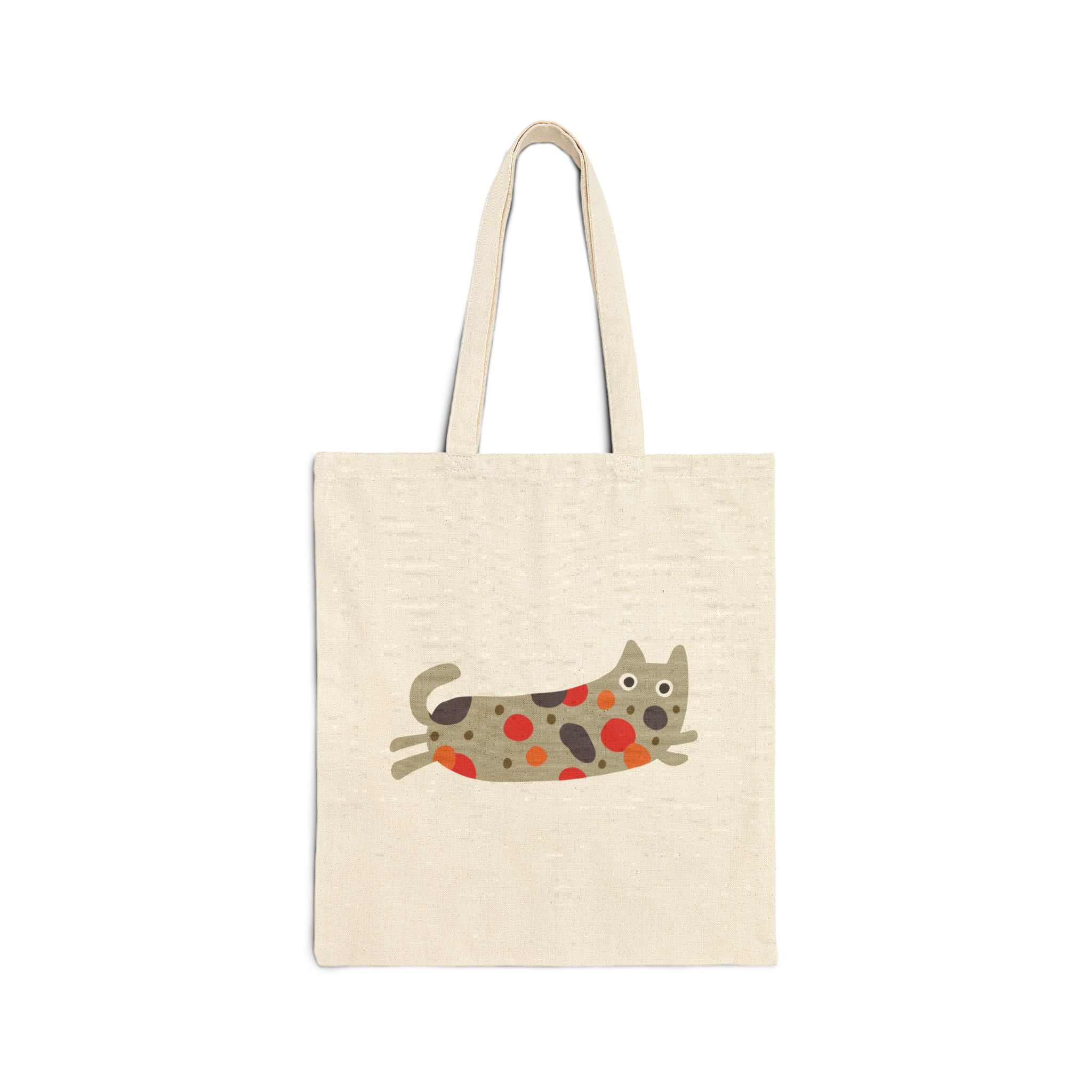 Spotted Grey Cat Cotton Canvas Tote Bag