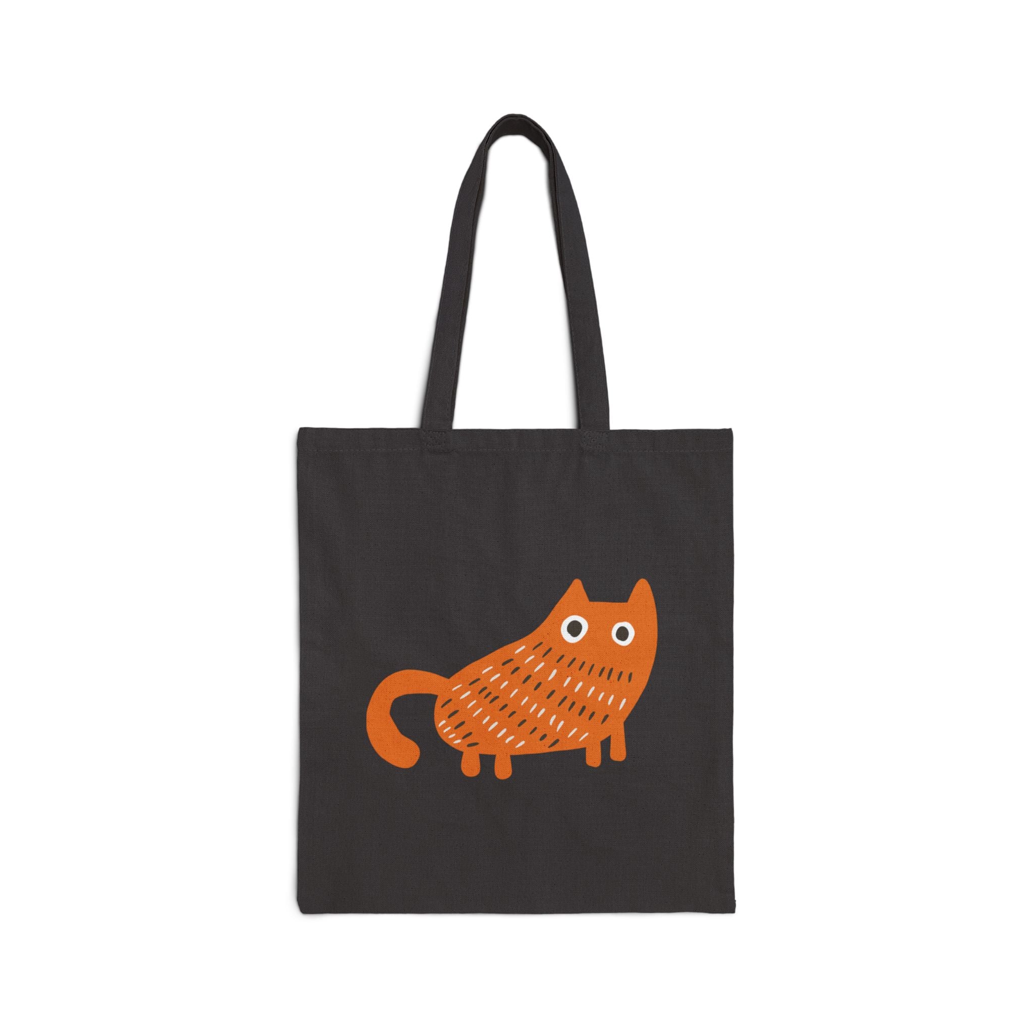 Cute Orange Cat Canvas Tote Bag – Whimsical Cat Illustration Reusable Shopper