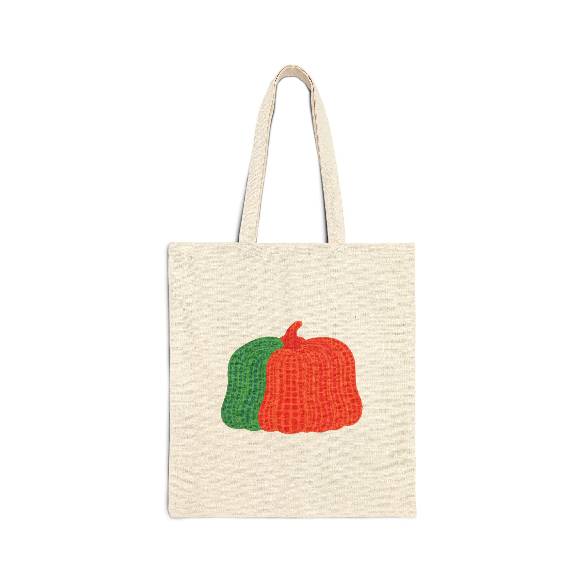 Two Color Dots Pumpkin Cotton Canvas Tote Bag