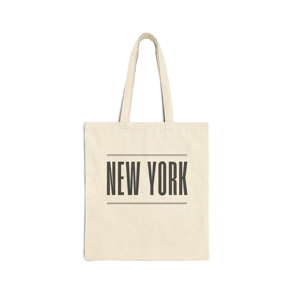 New York Canvas Tote Bag — Minimal City Stripe Grocery & Travel Shopper