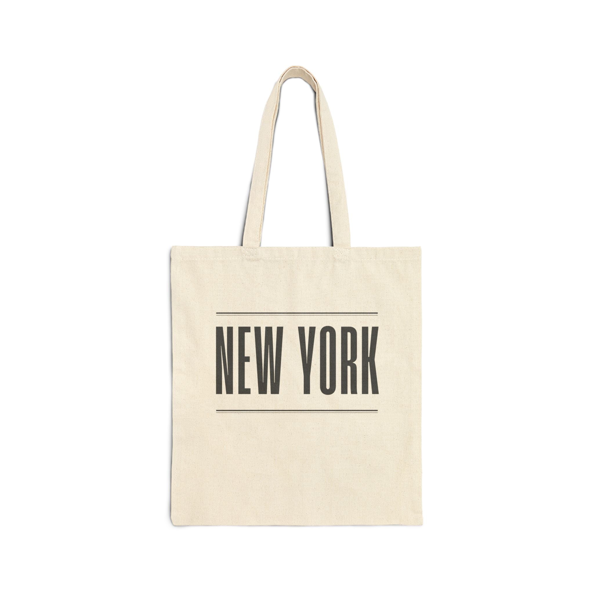 New York Canvas Tote Bag — Minimal City Stripe Grocery & Travel Shopper