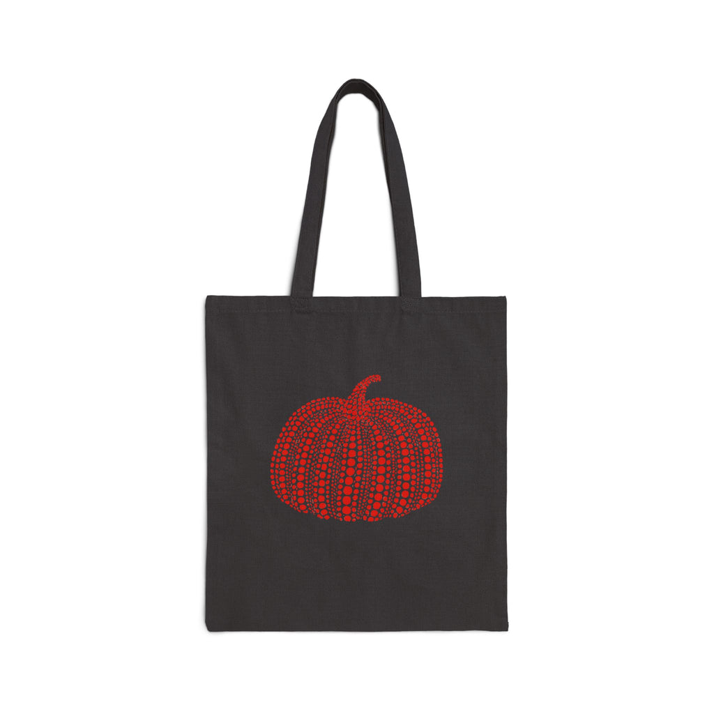 Colorful Red Dots Pumpkin Cotton Canvas Tote Bag