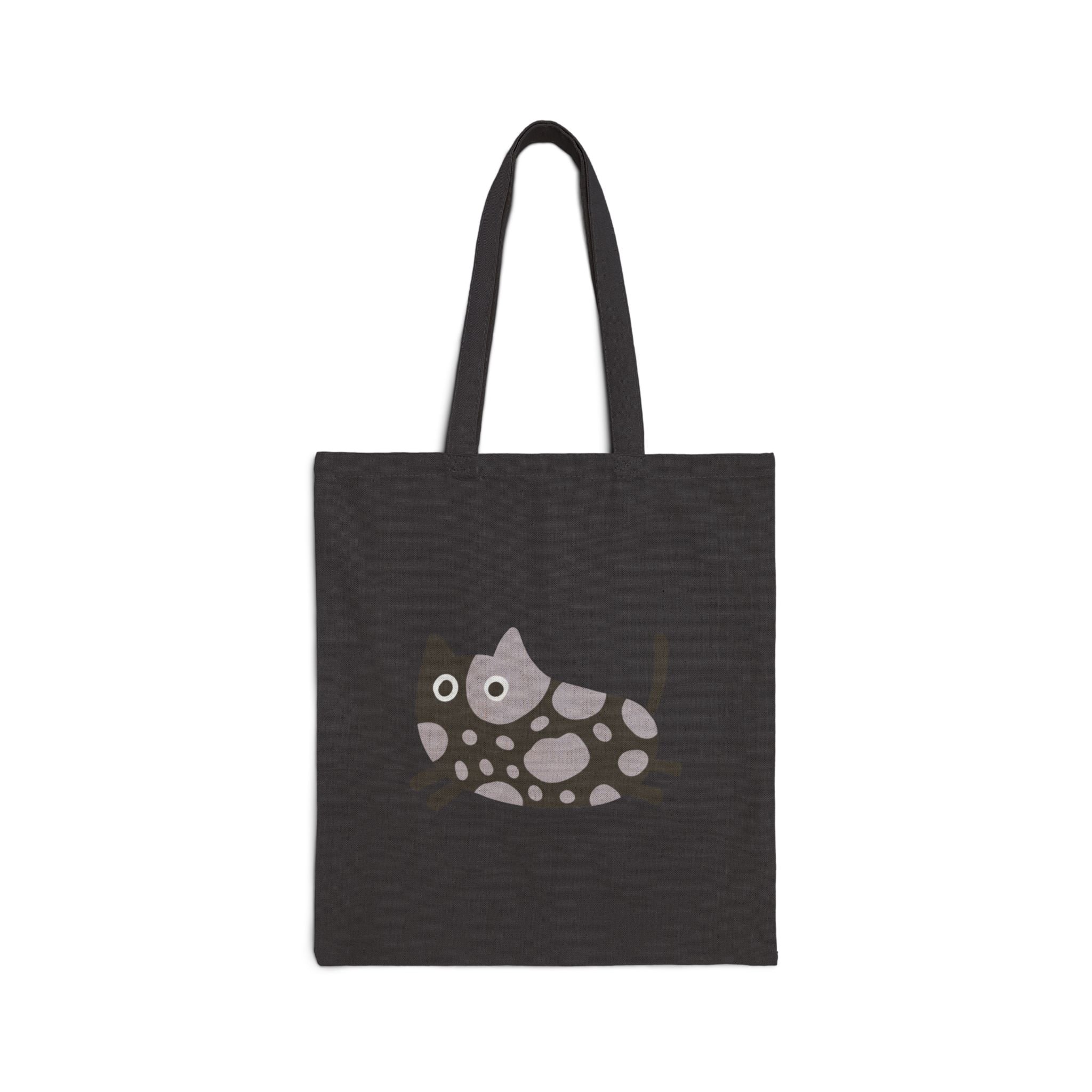Cute Polka Dot Cat Canvas Tote Bag – Eco Friendly Cat Lover Grocery Bag