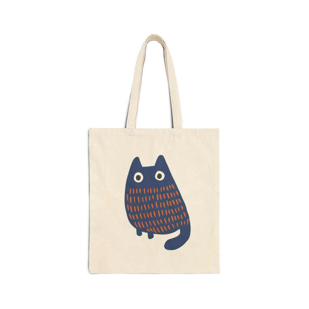 Cute Blue Cat Cotton Canvas Tote Bag