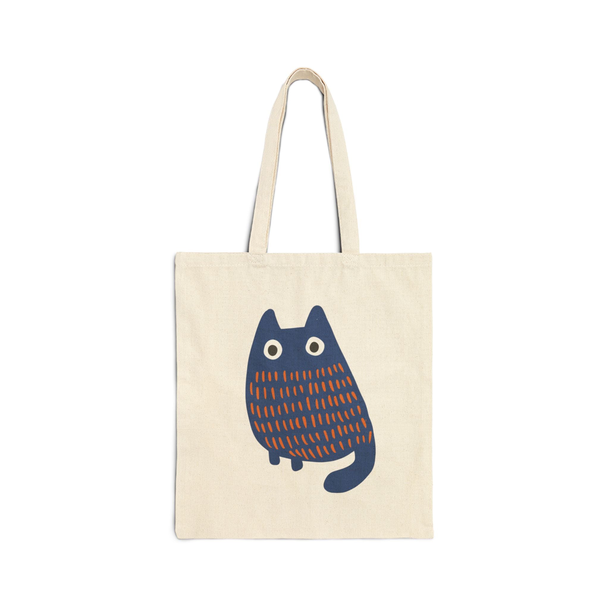 Cute Blue Cat Cotton Canvas Tote Bag