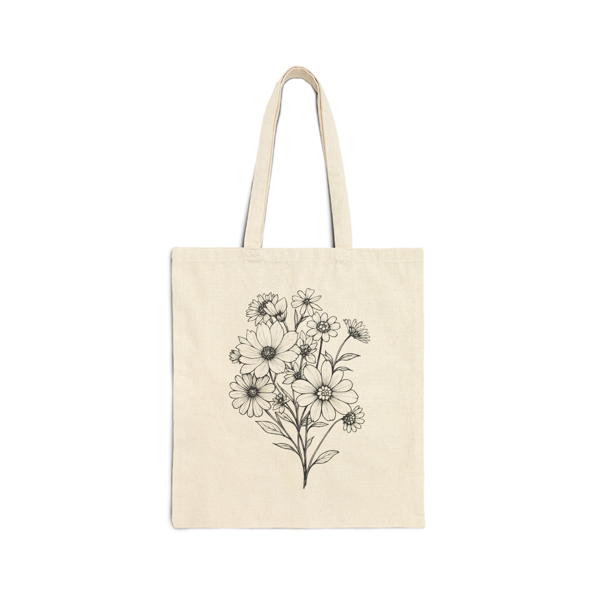 Floral Sketch Canvas Tote Bag