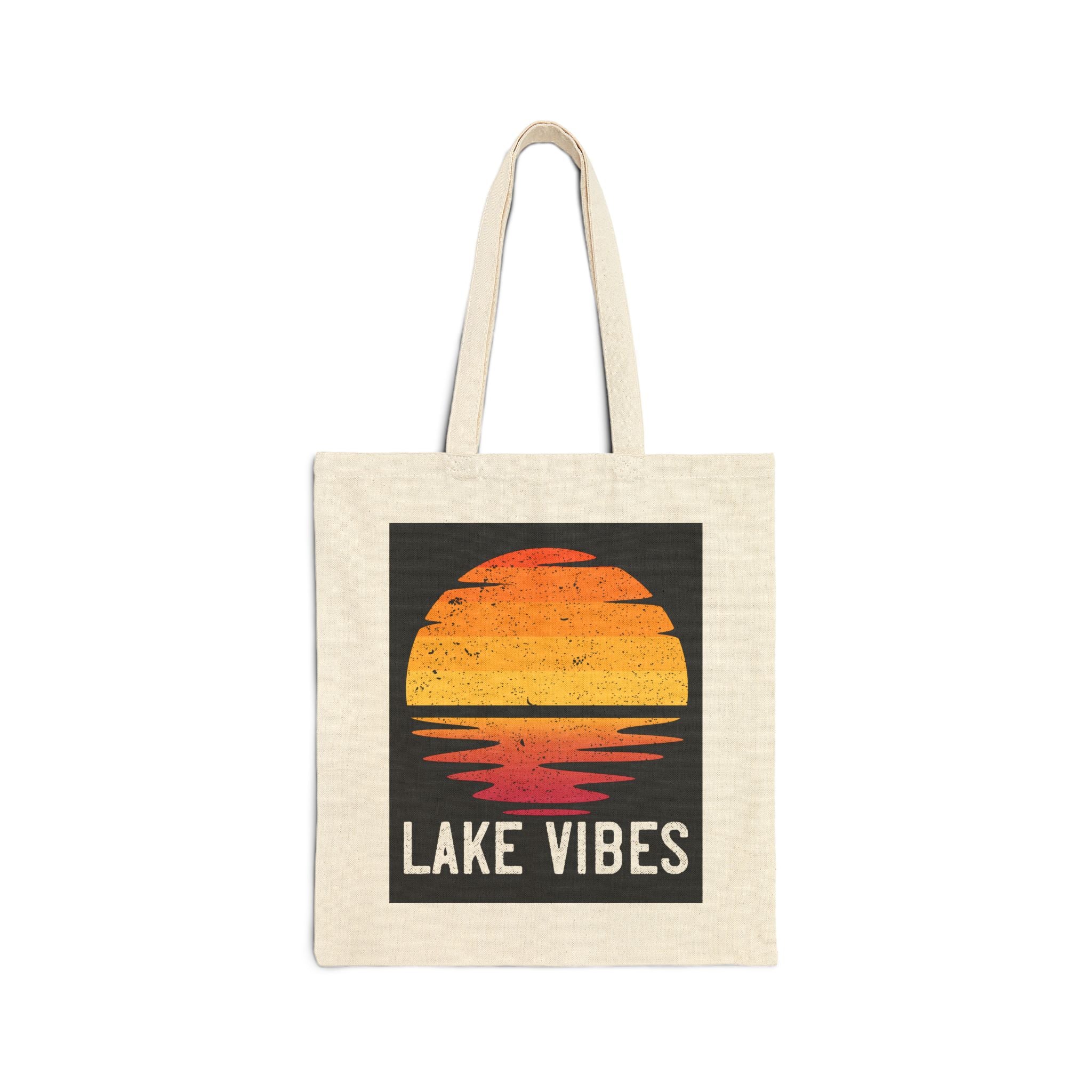 Lake Vibes Sunrise Cotton Canvas Tote Bag