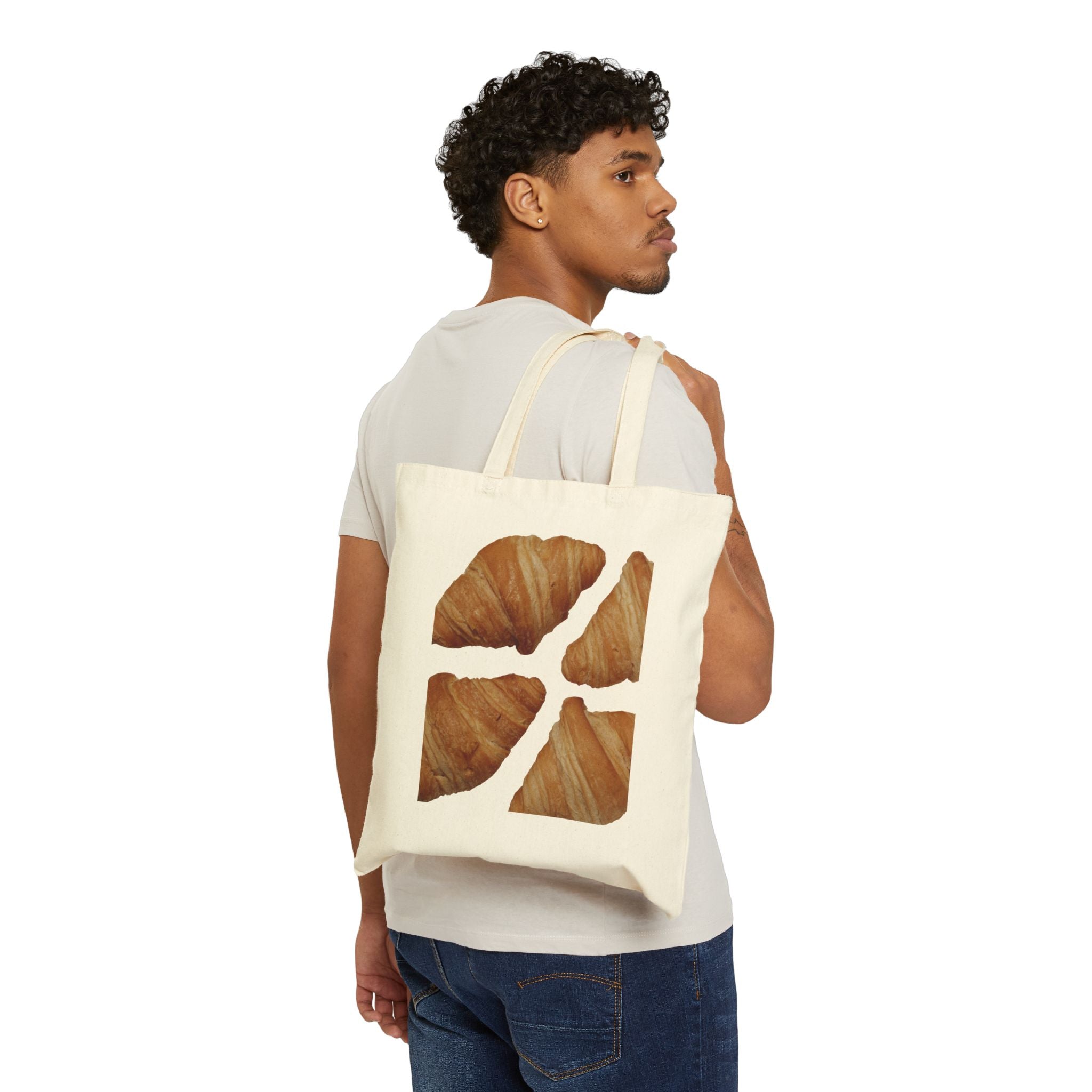 Croissant Pattern Tote Bag — Canvas Bakery Market Tote