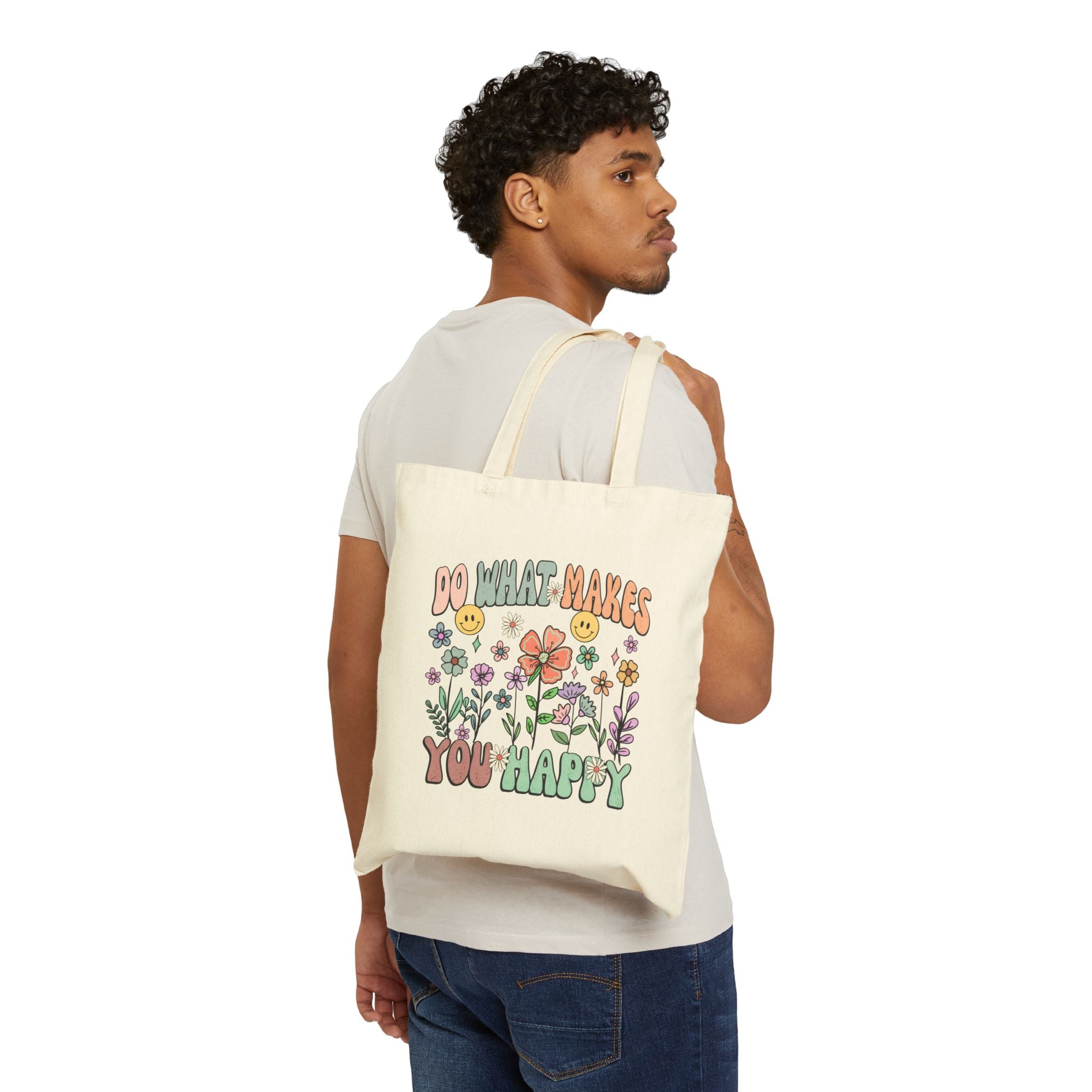 "Do What Makes You Happy" Cotton Canvas Tote Bag