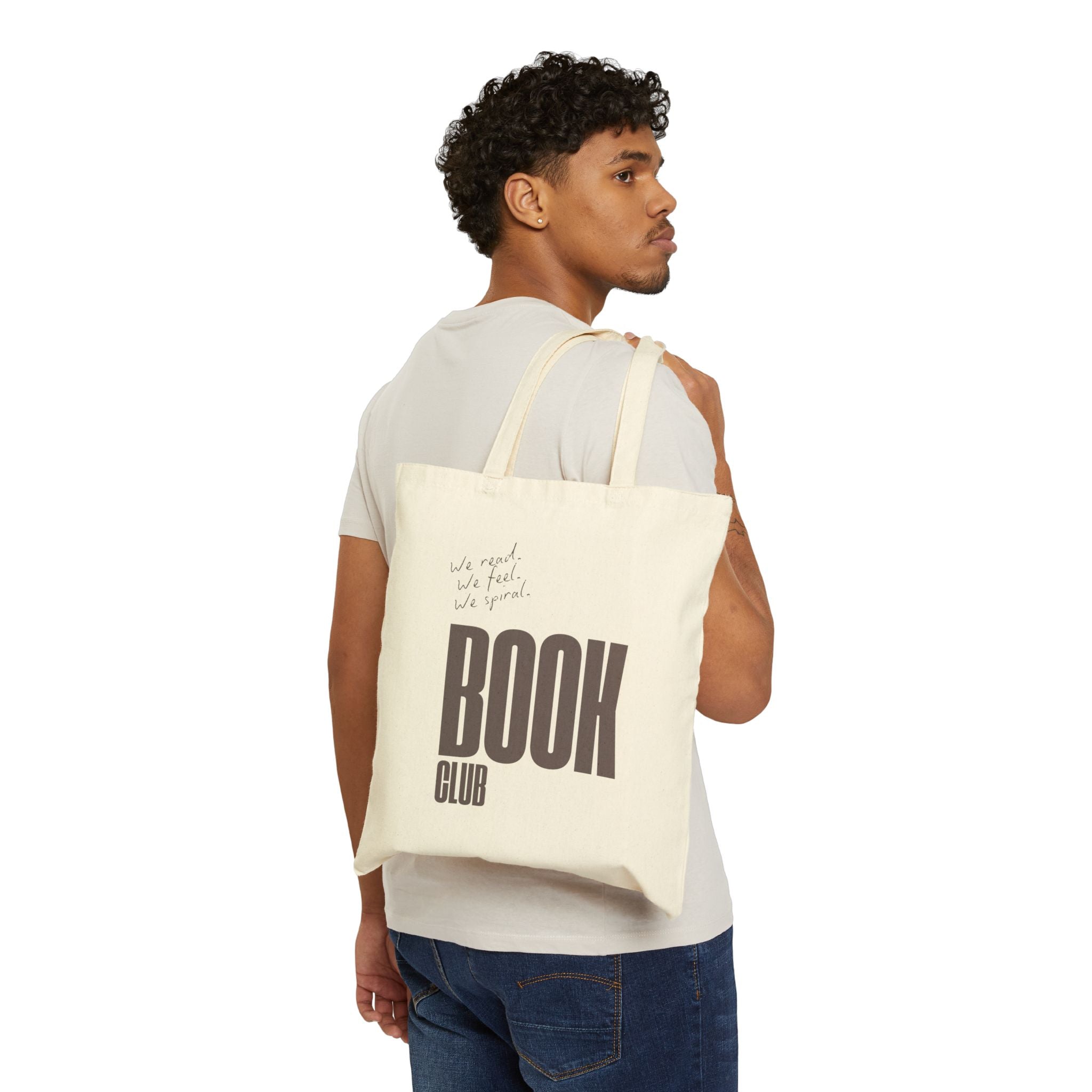Book Club Canvas Tote Bag — 'We Read We Feel We Grow' Lightweight Cotton Bookbag