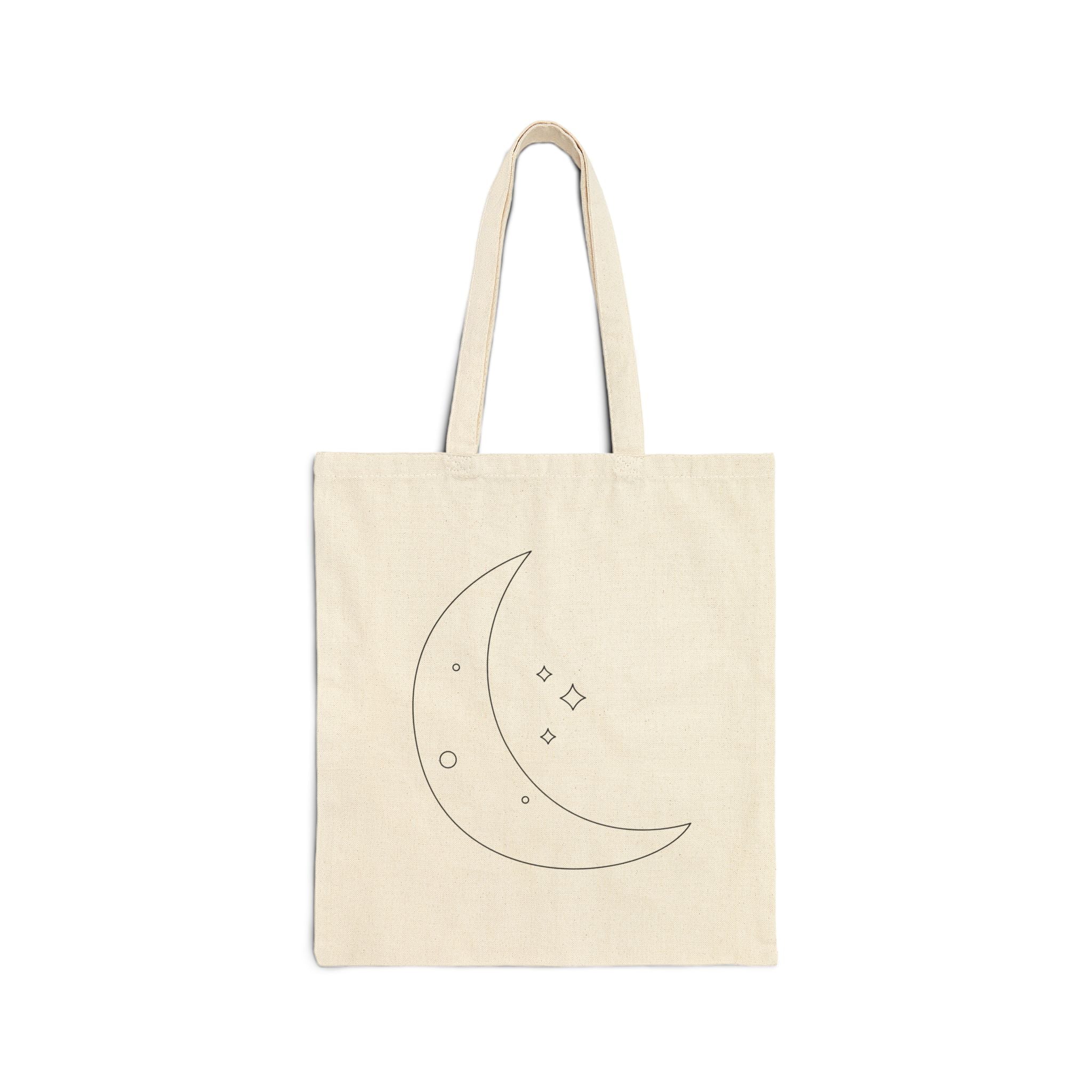 Moonline Canvas Tote Bag — Minimal Crescent Moon Cotton Tote