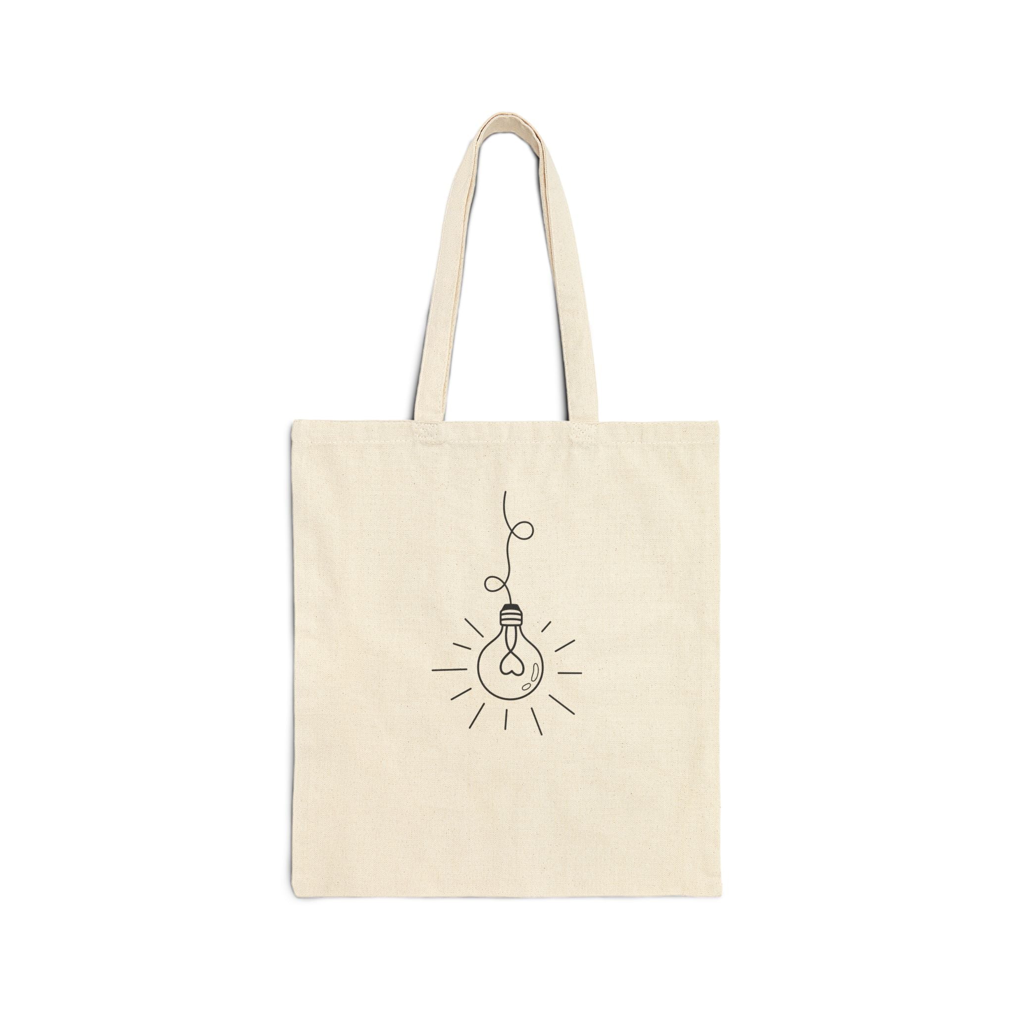 Lightbulb Sketch Canvas Tote — Eco Cotton Everyday Market Bag