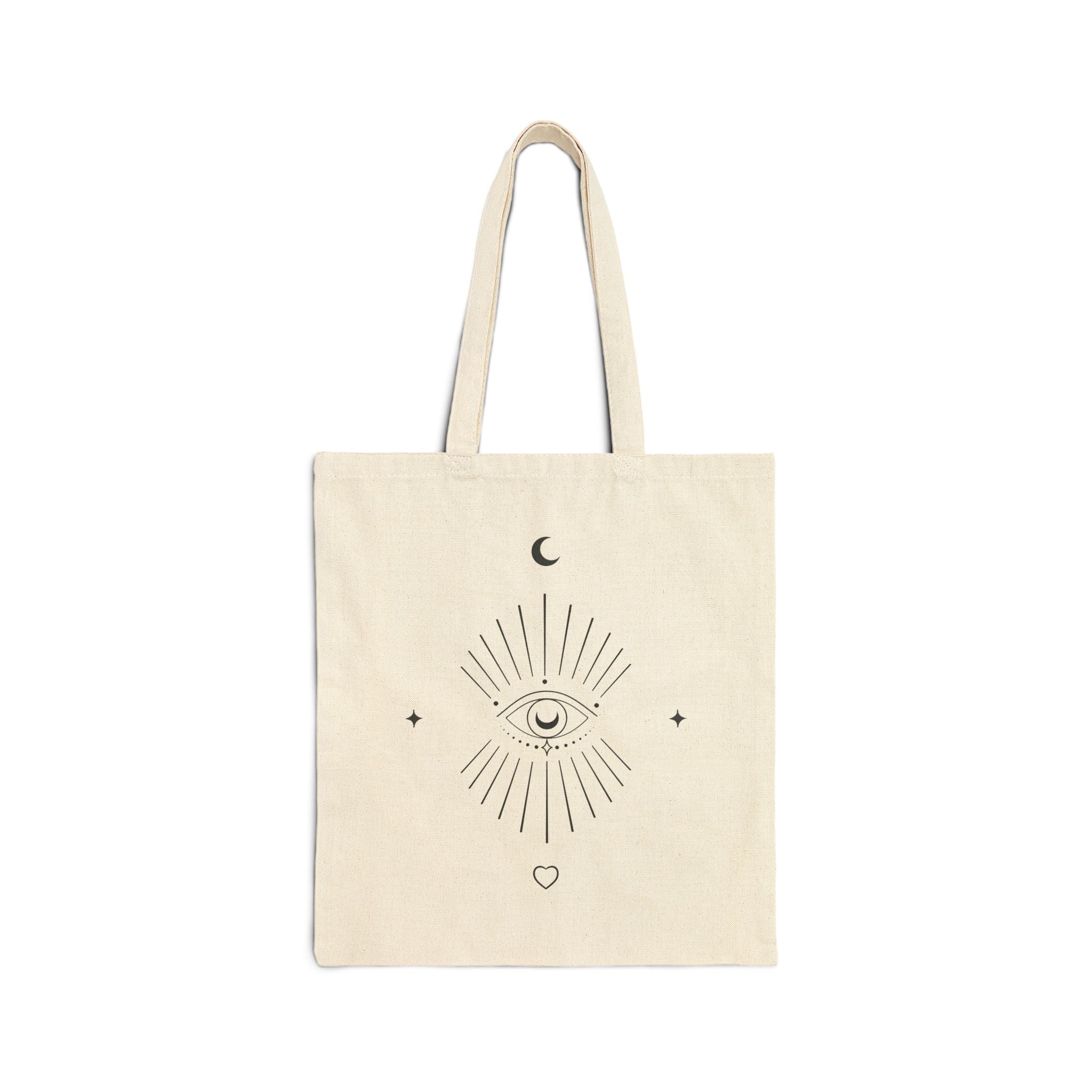 Eye Moon Star Cotton Canvas Tote Bag