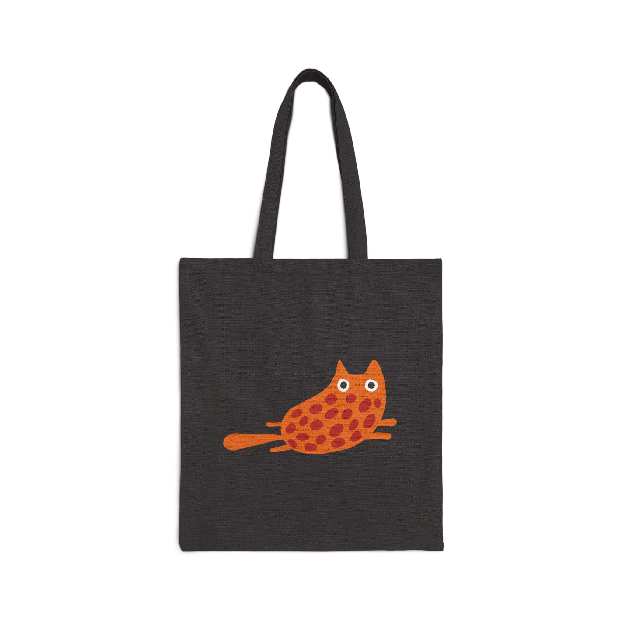 Cute Orange Cat Canvas Tote Bag — Playful Kitty Reusable Shopper