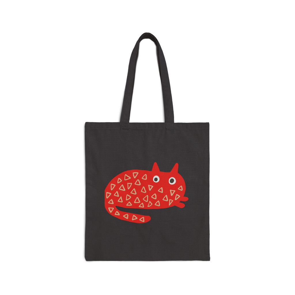 Red Pattern Cat Canvas Tote Bag