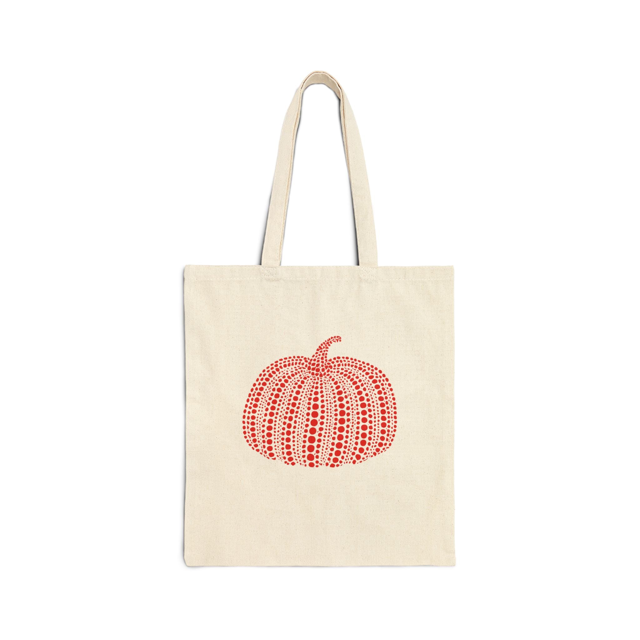 Colorful Red Dots Pumpkin Cotton Canvas Tote Bag