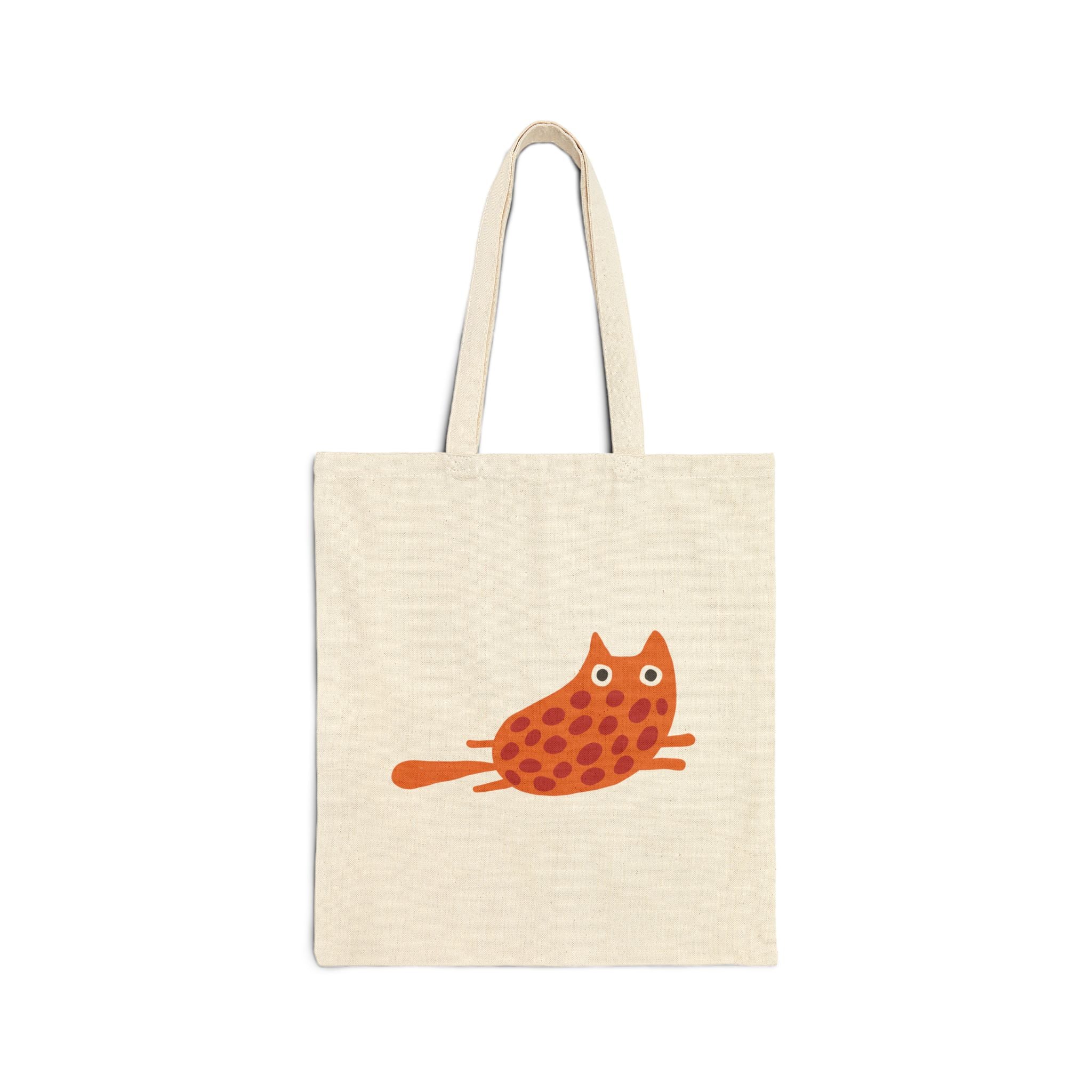 Cute Orange Cat Canvas Tote Bag — Playful Kitty Reusable Shopper