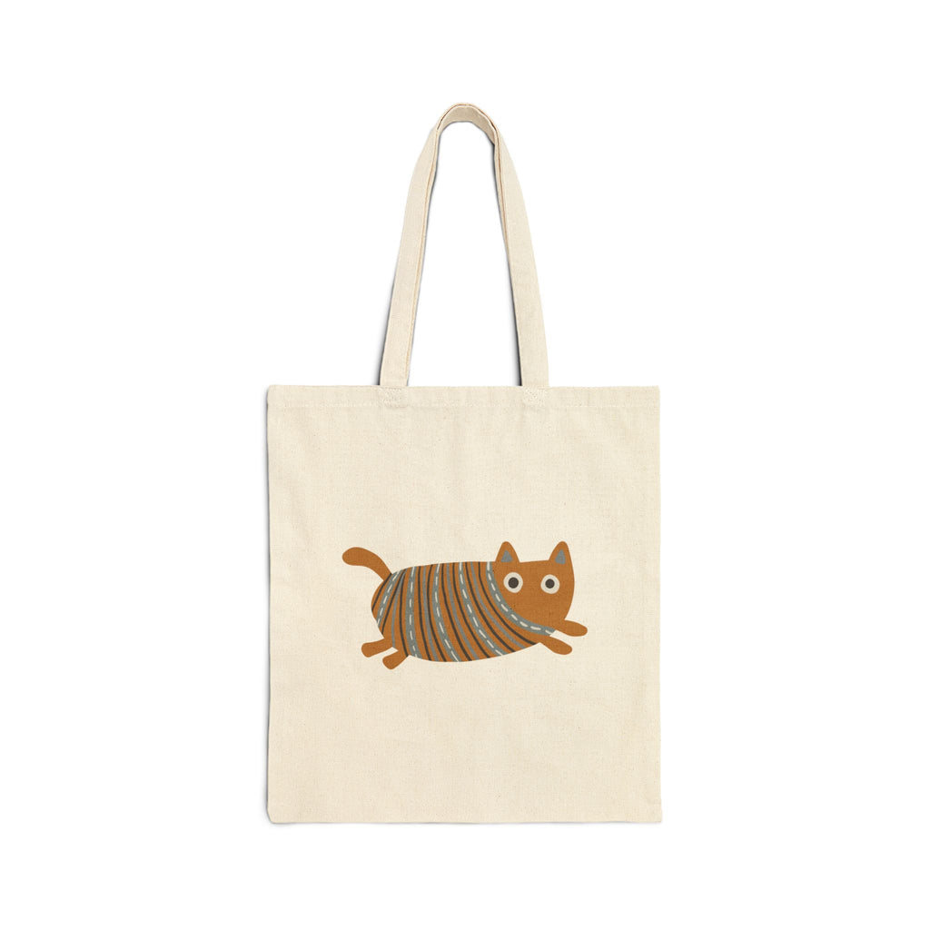 Cute Earth Yellow Cat Cotton Canvas Tote Bag