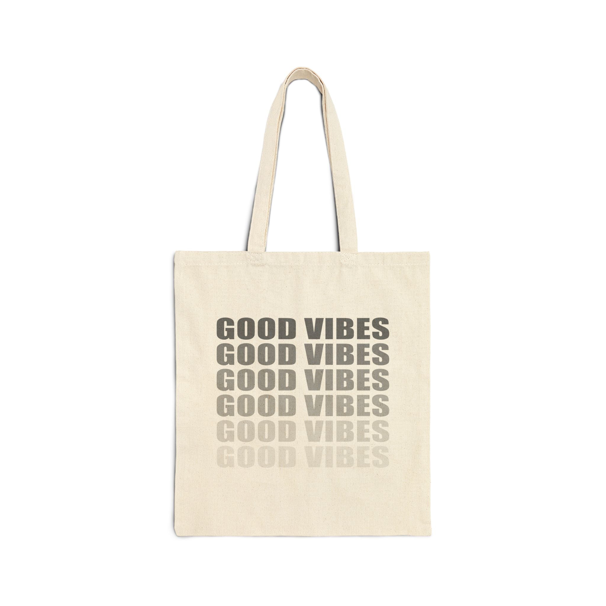 Good Vibes Canvas Tote Bag — Repeated Text Eco Shopping Tote
