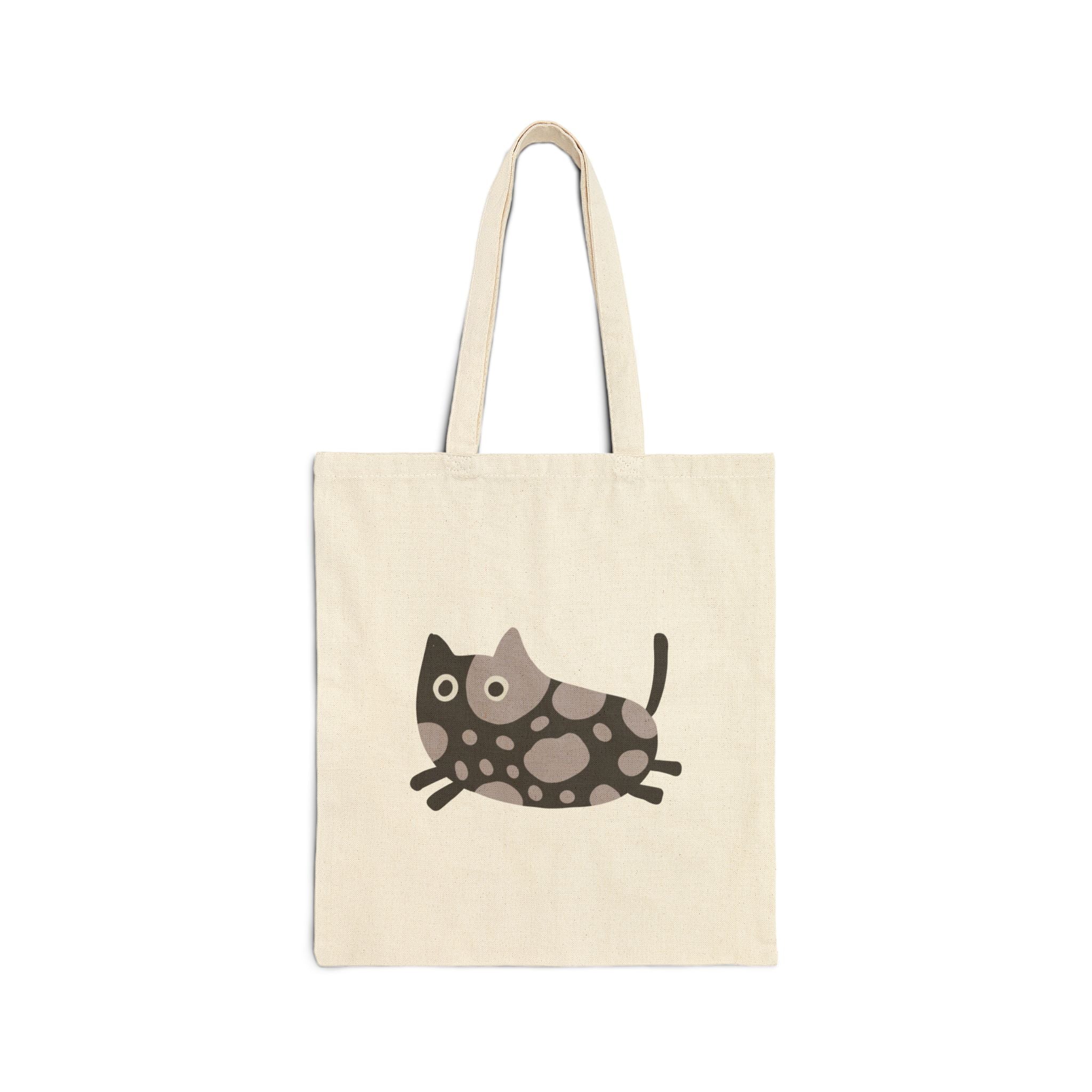 Cute Polka Dot Cat Canvas Tote Bag – Eco Friendly Cat Lover Grocery Bag